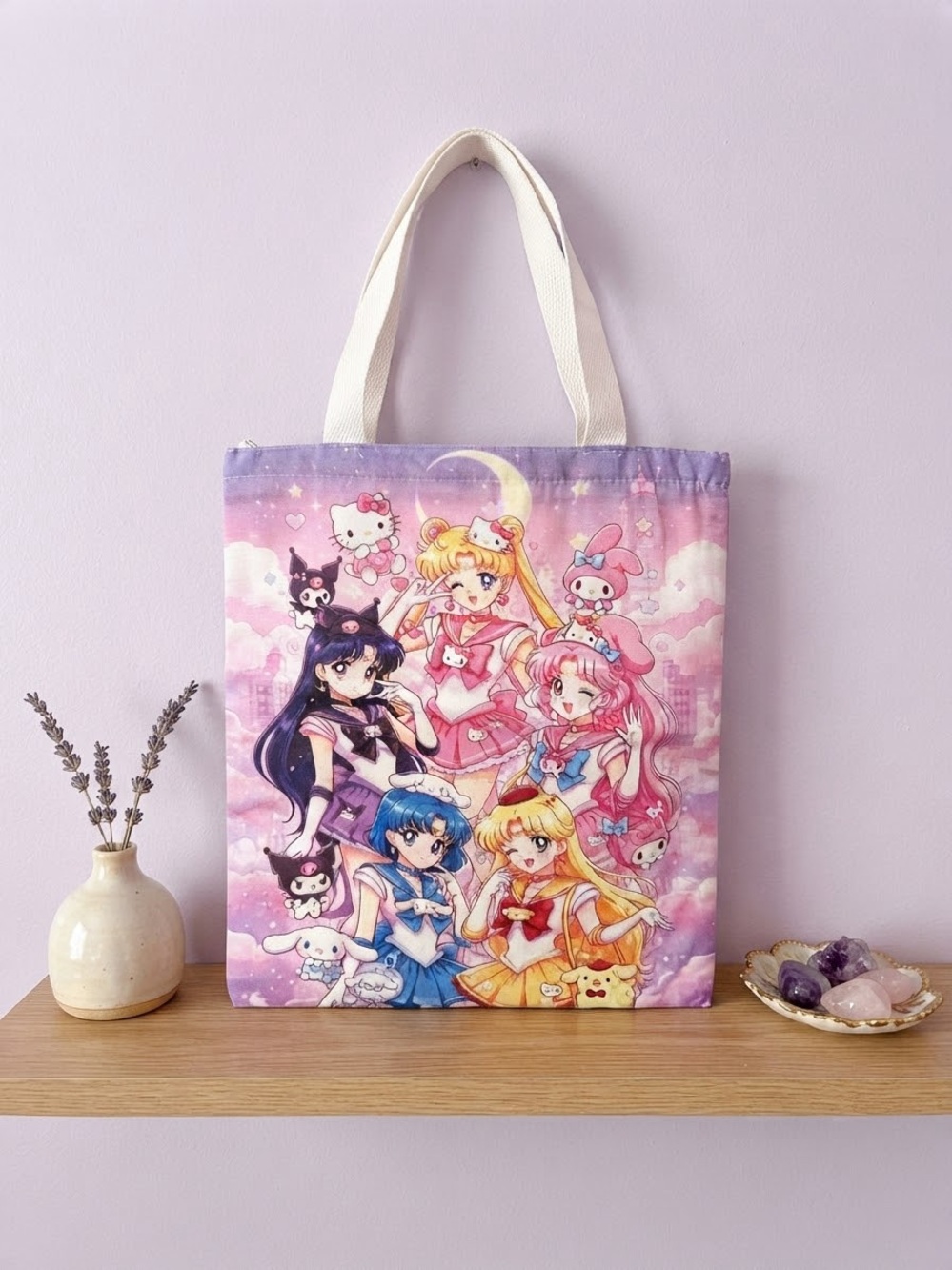 Sailor Moon Inspired Pink Character Tote Bag